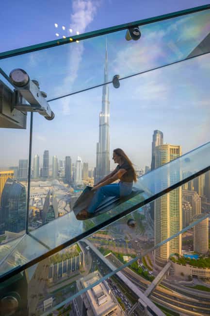 Dubai Iconic Burj Khalifa + Aquarium + Sky Views Ticket - Sky Views Observatory and the Glass Slide: Fun, With Age-Based Safety Notes